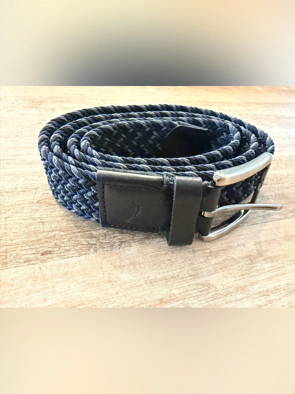 Tommy Bahama Men’s Stretch Braided Leather Trim Belt Navy Gray Black L/XL 38-42